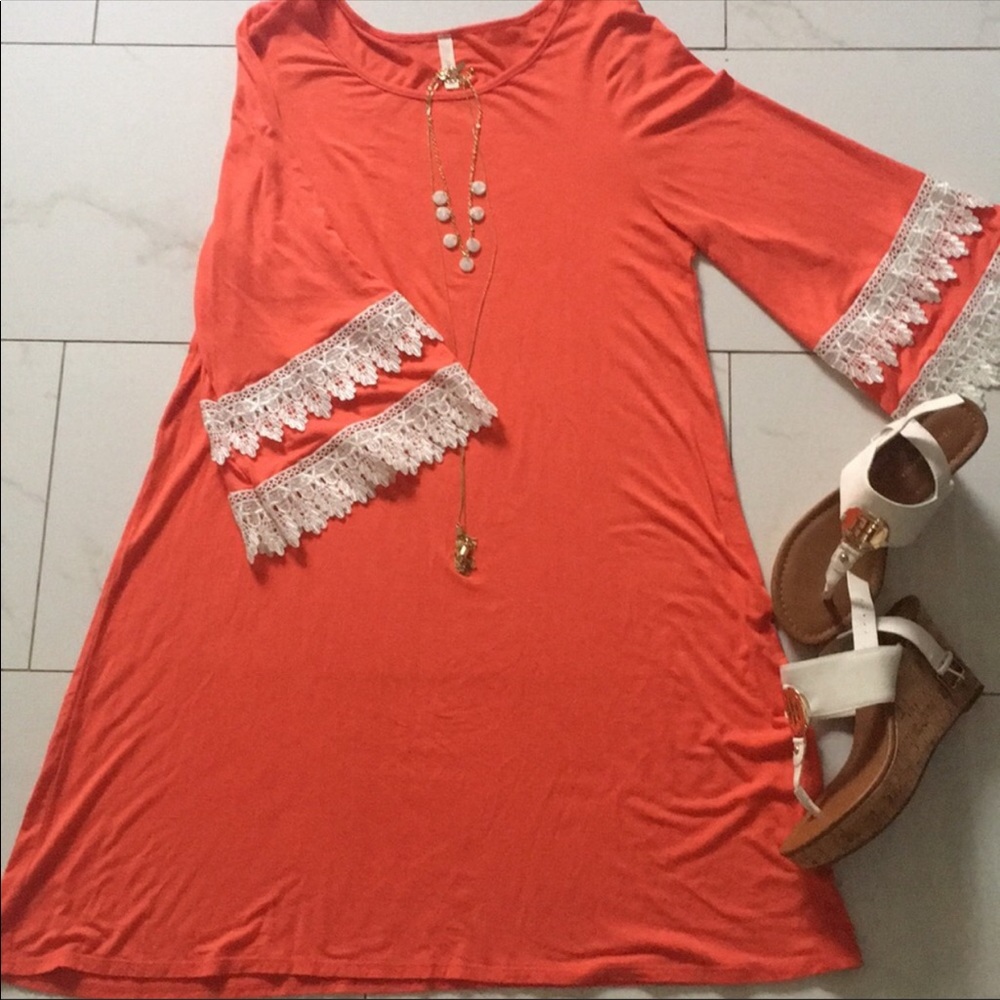 Cezanne  Bell sleeve Orange dress Sz:L